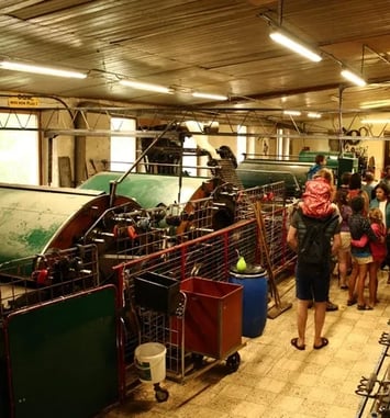 Visite filature de laine "Longo Maï" par l'un de ses fondateurs